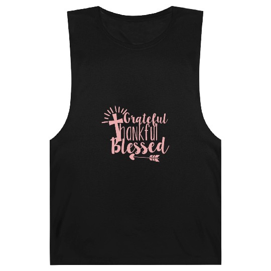 Grateful Thankful And Blessed Jesus Cross Barnard Tanks