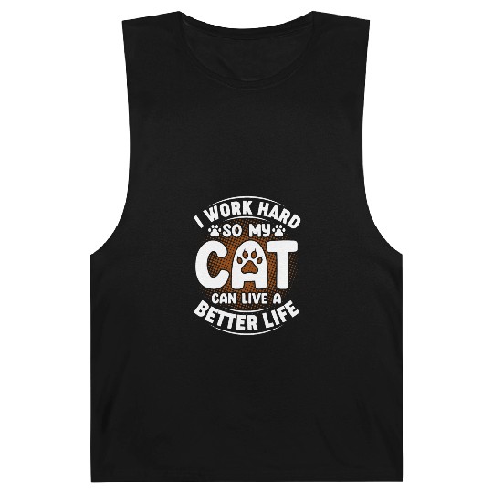 I Work Hard Funny Cute Cat Lover Kitty Cat Mom Dad Barnard Tanks