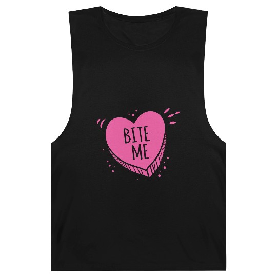 Bite Me Candy Heart Valentines Day Pink Sweet Gift Barnard Tanks