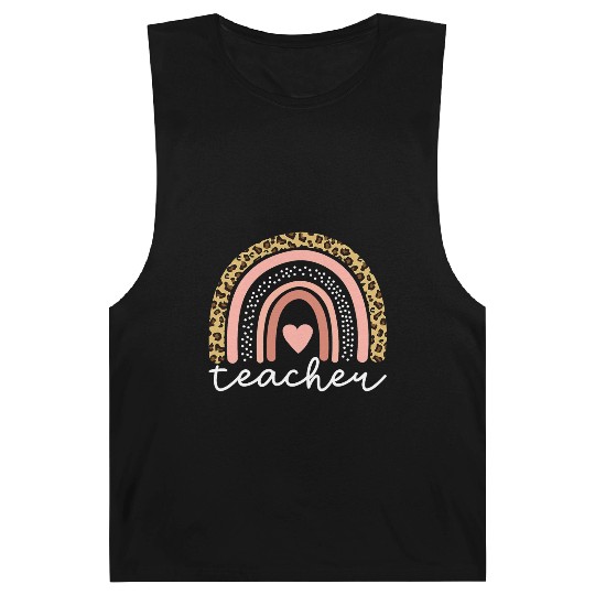 Boho Teacher Rainbow Leopard Teacher Appreciation Barnard Tanks