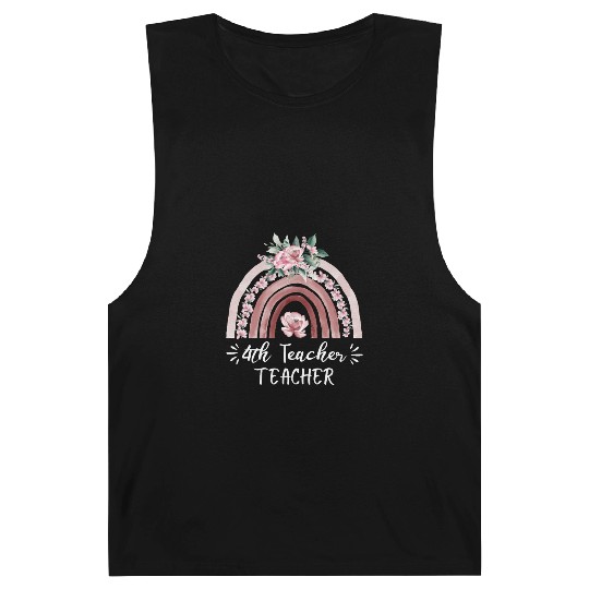 4th grade teacher floral rainbow back to school Barnard Tanks
