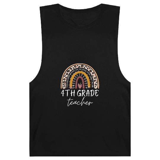 4th grade teacher leopard rainbow back to school Barnard Tanks