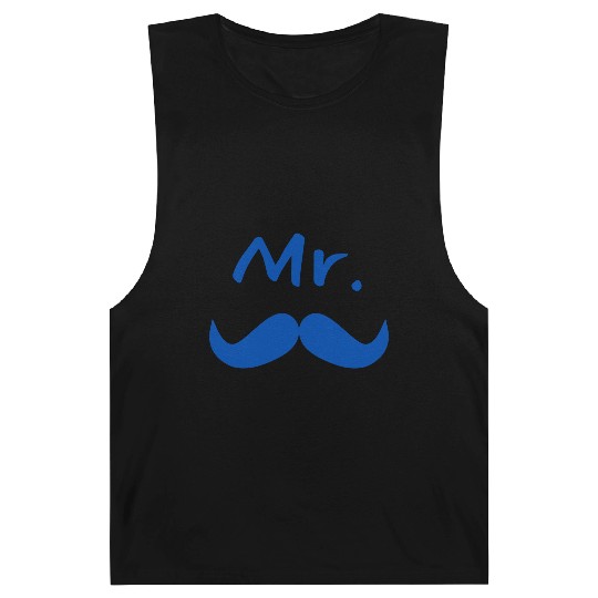 Mr & Mrs. Mustache Lips Matching Couple Barnard Tanks