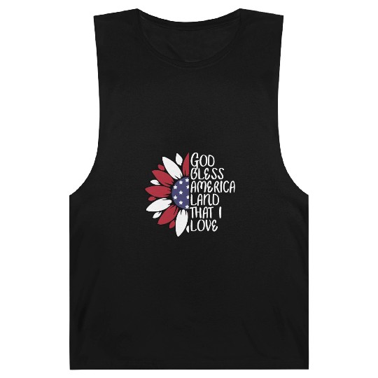God Bless America Sunflower God Bless USA Barnard Tanks