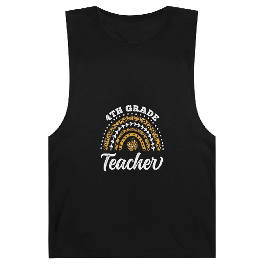 4th Grade Teacher Leopard Rainbow Back To School Barnard Tanks