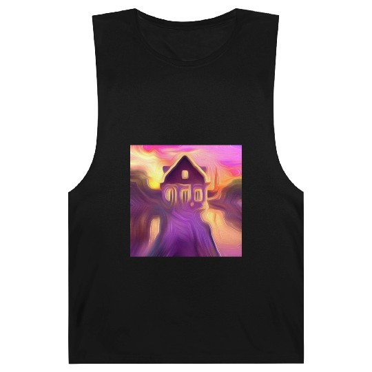 sunset house digital art abstract painting Barnard Tanks