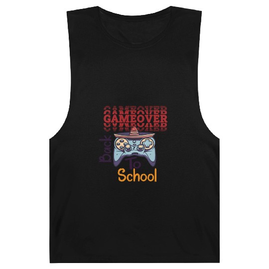 game over back to school funny design Barnard Tanks