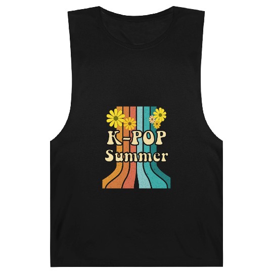 K-Pop Summer with retro colors and flowers Barnard Tanks