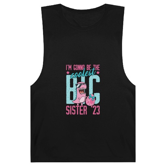 Coolest Big Sister 2023 Baby Pregnancy Dino Girls Barnard Tanks