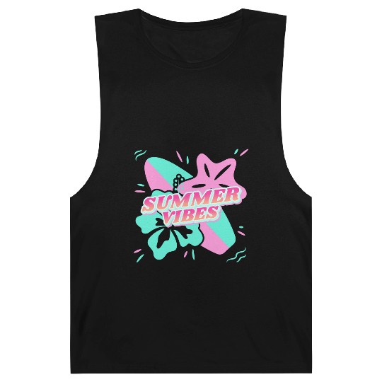 Summer Vibes - Beach, surf, hibiscus and starfish Barnard Tanks