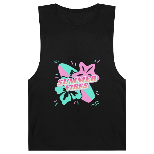 Summer Vibes - Beach, surf, hibiscus and starfish Barnard Tanks