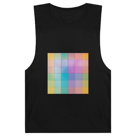 Rainbow Shimmer Multi Squares Pattern Barnard Tanks