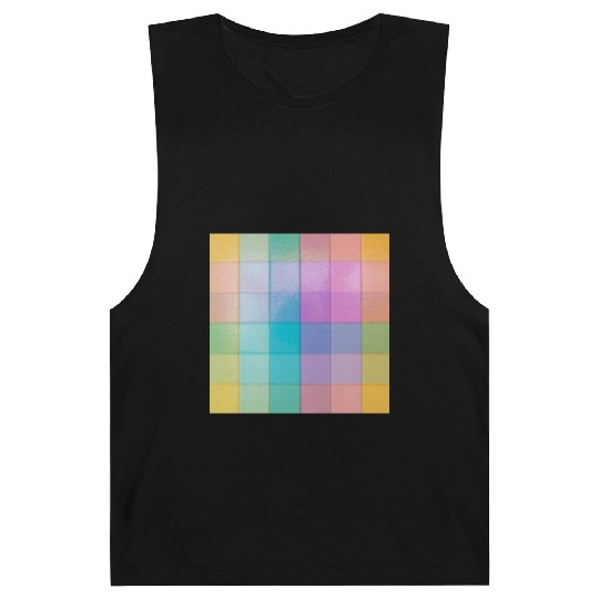 Rainbow Shimmer Multi Squares Pattern Barnard Tanks