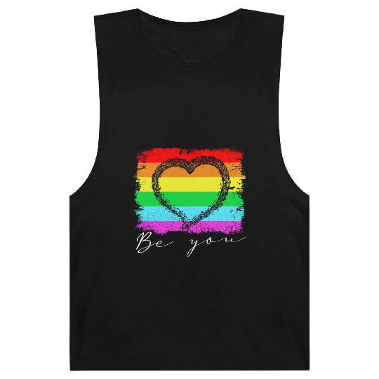 Be you - Rainbow Heart Love Gay LGBTQ Tolerance Barnard Tanks