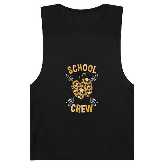 School Back To School Crew Leopard Print Barnard Tanks