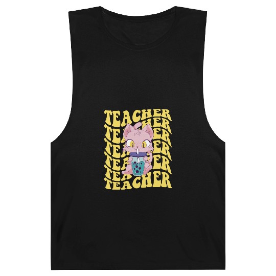 Boba Tea Teacher Retro Groovy Back To School Barnard Tanks