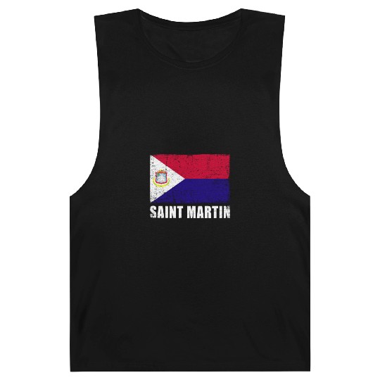 Saint Martin Flag Grunge Country Flag Saint Martin Barnard Tanks