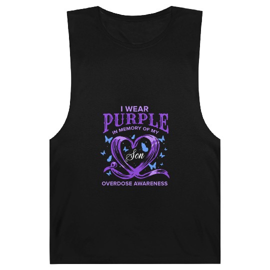 I Wear Purple In Memory Of My Son Overdose Awarene Barnard Tanks