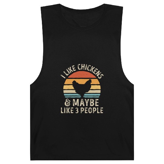 I Like Chickens and Maybe 3 People Retro Sunset Vi Barnard Tanks