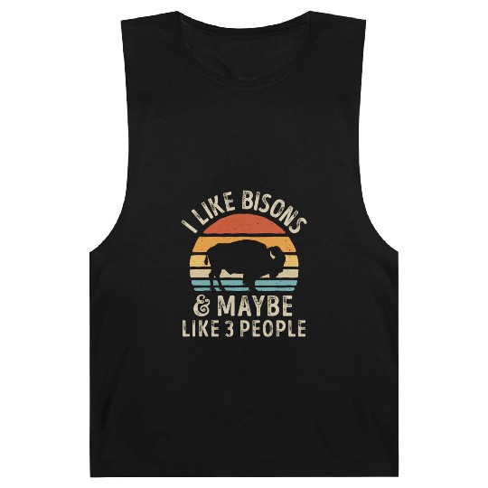 I Like Bisons and Maybe 3 People Retro Sunset Vint Barnard Tanks