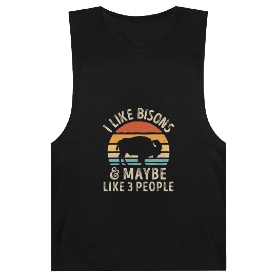 I Like Bisons and Maybe 3 People Retro Sunset Vint Barnard Tanks
