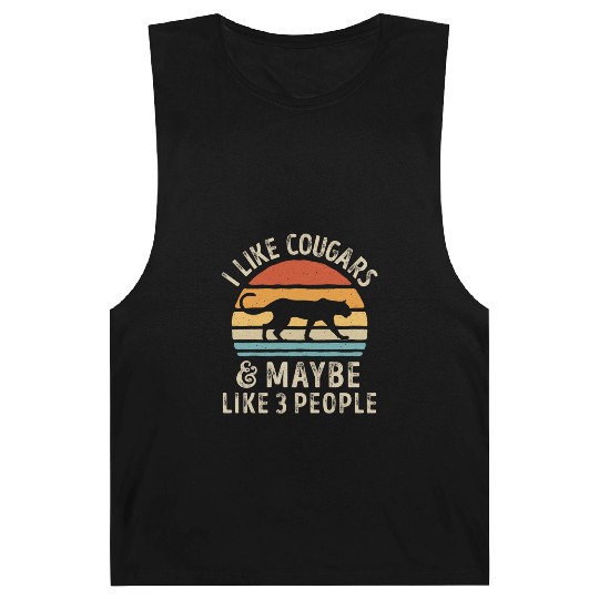 I Like Cougars and Maybe 3 People Retro Sunset Vin Barnard Tanks