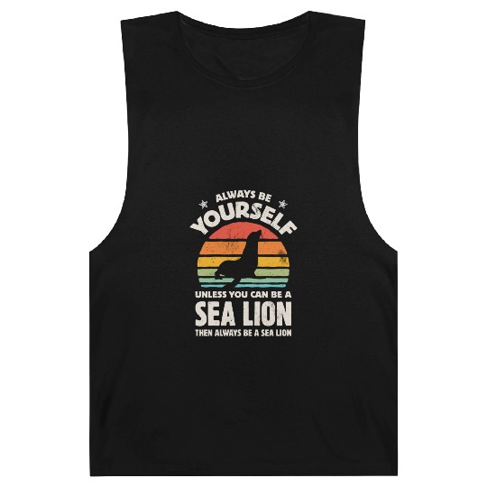 Always Be Yourself Sea Lion Sunset Retro Barnard Tanks