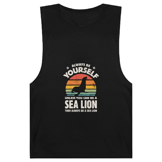 Always Be Yourself Sea Lion Sunset Retro Barnard Tanks