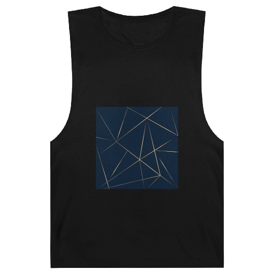 Luxury Gold Navy Blue Geometric Polygon Barnard Tanks