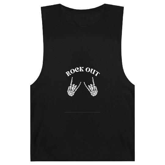 rock out skeleton hand pace sign rock and roll Barnard Tanks