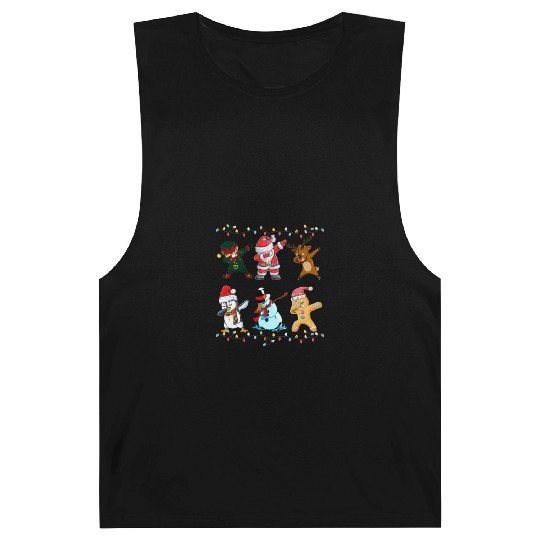 Funny Cute Dabbing Santa Elf Friends Christmas Mem Barnard Tanks