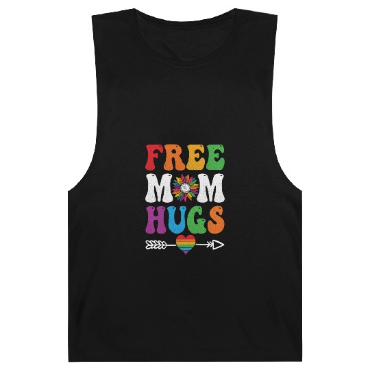 Free Mom Hugs Barnard Tanks Sunflower Rainbow Heart LGBT