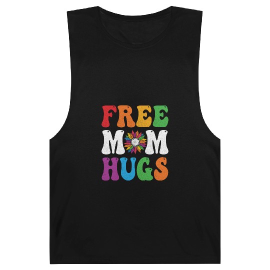 Free Mom Hugs Sunflower Rainbow LGBT Lesbian Gay Barnard Tanks