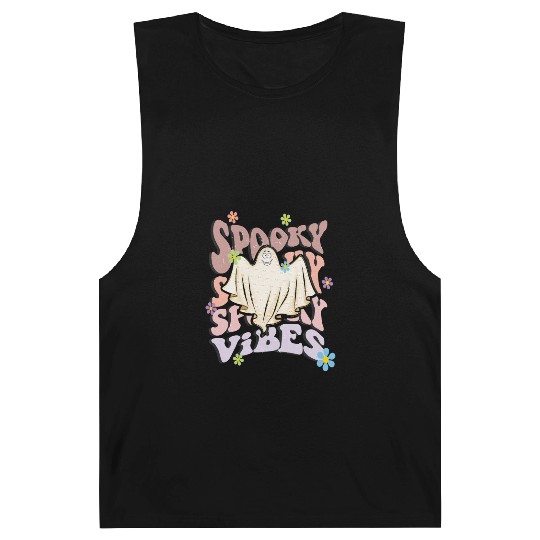 Spooky Season Retro Wavy Halloween Ghost Barnard Tanks