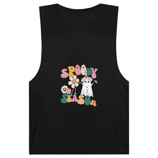 Spooky Season Retro Flowers Halloween Ghost Girls Barnard Tanks