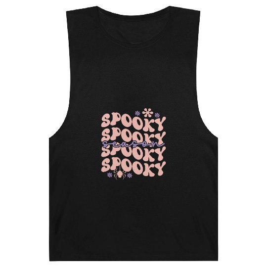 Spooky Spooky Season Cute Retro Wavy Text Design Barnard Tanks
