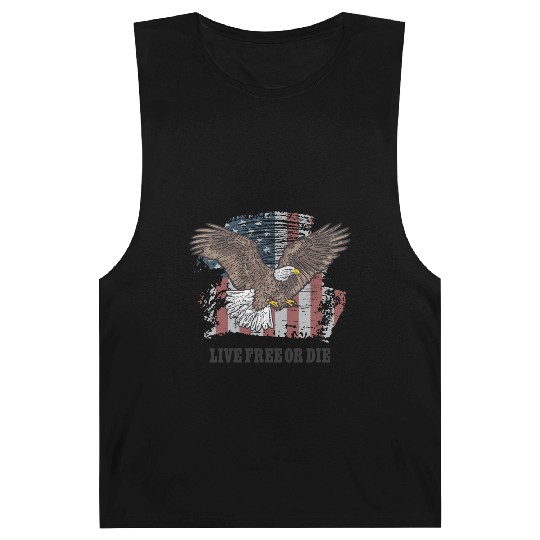 Live Free or Die - Bald Eagle - Grunge American Fl Barnard Tanks