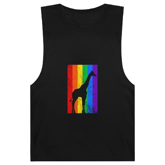 LGBT Giraffe Rainbow Flag Barnard Tanks