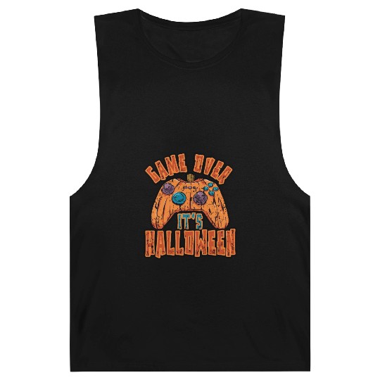 Game Over Its Halloween Spooky Game Vintage Retro Barnard Tanks