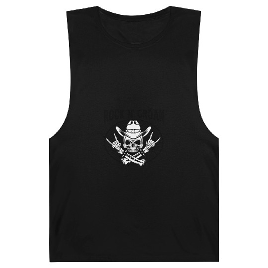 Halloween Cowboy Skeleton Rocker Hand Rock Barnard Tanks