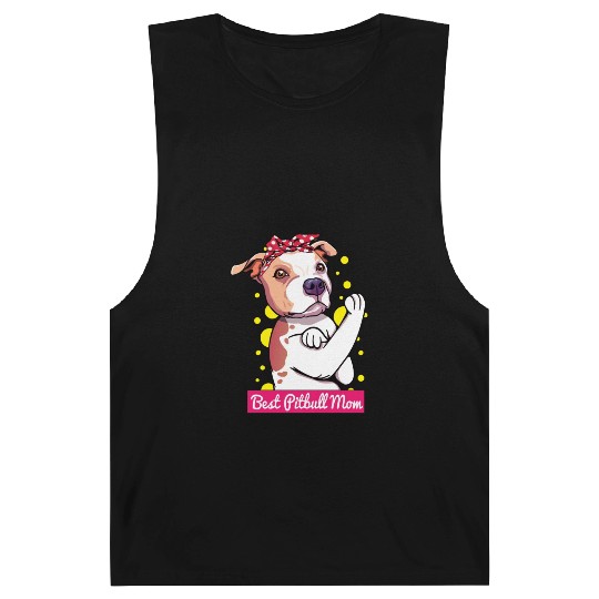 Retro Pitbull Dog Mom Lover Cartoon Barnard Tanks