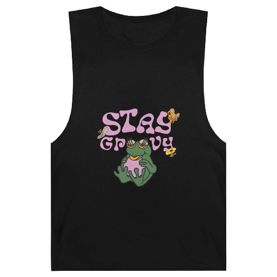 Stay Grvy - Pink Dark Green Typecentric Barnard Tanks