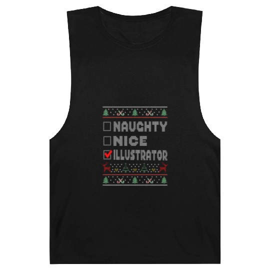 Naughty Nice Illustrator, Matching Christmas Barnard Tanks