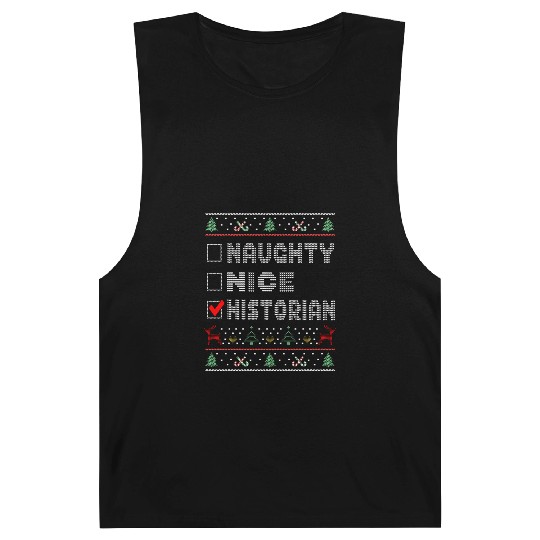 Naughty Nice Historian, Matching Christmas Group Barnard Tanks