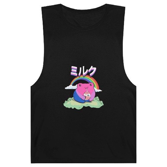 Kawaii Frog Strawberry Milk Bisexual Pride Flag Barnard Tanks