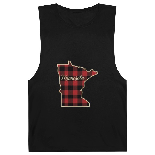 Minnesota Buffalo Plaid Silhouette Home State Barnard Tanks