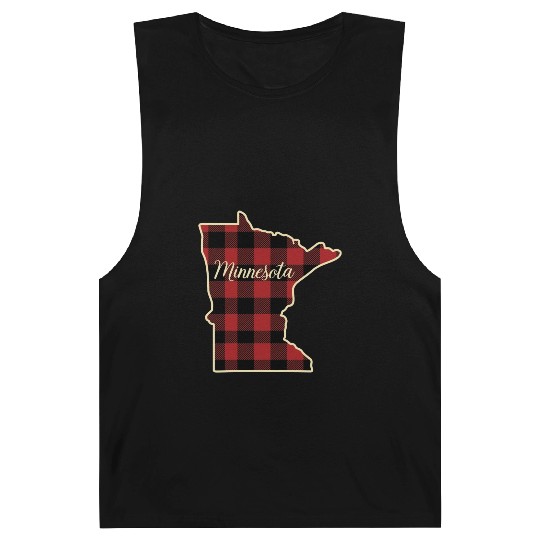 Minnesota Buffalo Plaid Silhouette Home State Barnard Tanks