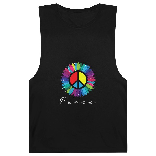 Sunflower Peace Sign Rainbow LGBT Barnard Tanks