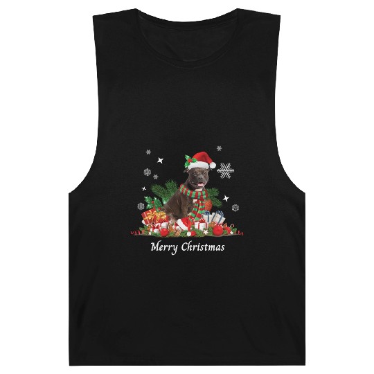 Christmas Pitbull, Pit Bull dog, Merry Christmas Barnard Tanks