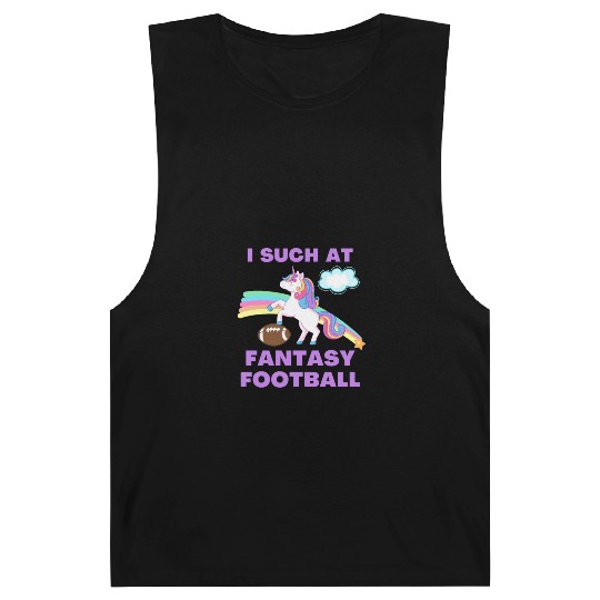 I Suck At Fantasy Football Funny Cute Unicorn Barnard Tanks